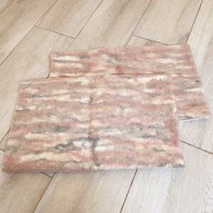 WEST ELM Set Of 2 Felted Wool Lumbar Pillow Cushion Covers Neutrals 18” X 10”